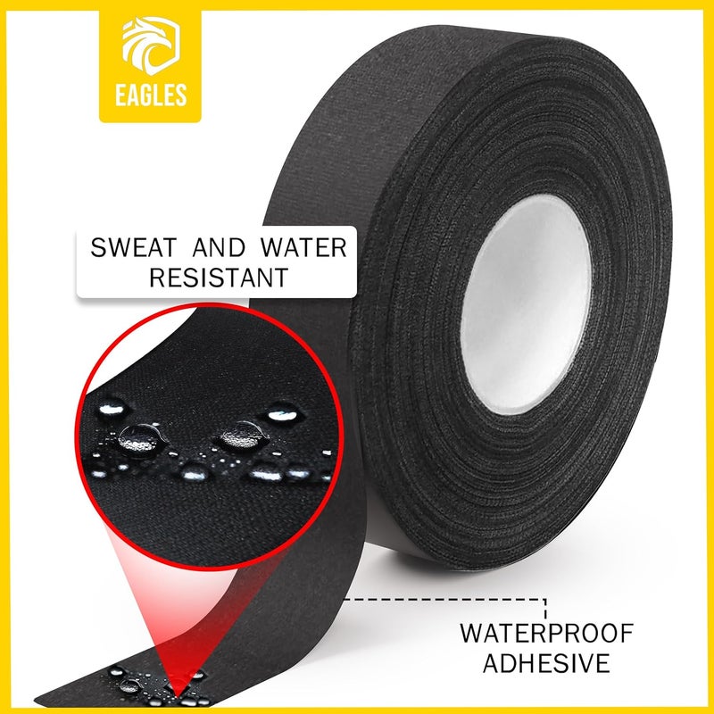 Eagle's Hockey Tape Black 1inch Grip Tape 2 Roll Athletic Sports Tape Water-Resistan Multipurpose Cloth Tape for Lacrosse Baseball & Softball Bats, Pullup Bars, Sports Gift Wrist Ankle Foot Gymnastics Bar - Image 4